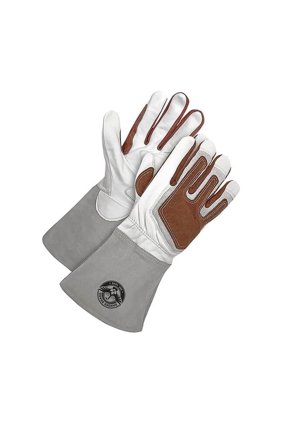 60-1-1940 Welding Gloves, Gauntlet Cuff, Wing Thumb, Premium Goatskin, L, 1 PR