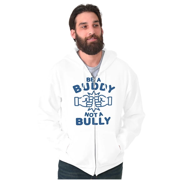 Be A Buddy Not A Bully Friendly Cute Unisex Fleece Graphic Zip Up Hoodie Brisco Brands 2X