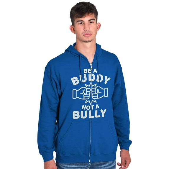 Be A Buddy Not A Bully Friendly Cute Unisex Plus Size Zip Hoodie Brisco Brands 5X