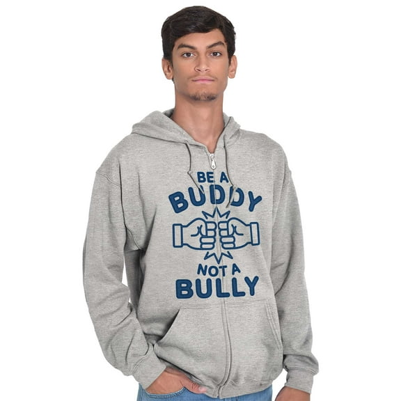 Be A Buddy Not A Bully Friendly Cute Unisex Fleece Graphic Zip Up Hoodie Brisco Brands 5X
