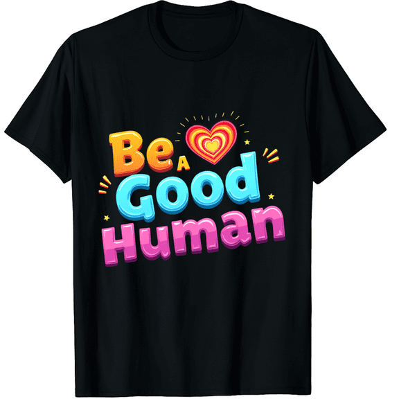 Be A Good Human Good Vibes Saying Inspirational Vintage Graphic Black T-Shirt for Men and Women