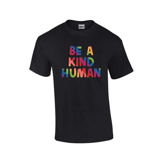 Be A Kind Human Positive Vibes LGBTQ+ Rainbow Love Is Love Support Short Sleeve Unisex Graphic T-Shirt-Black-4xl