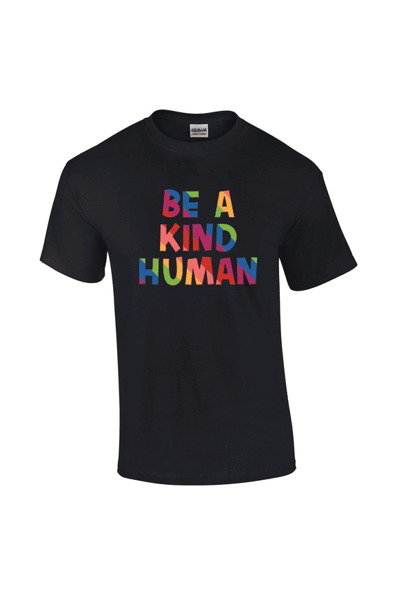Be A Kind Human Positive Vibes LGBTQ+ Rainbow Love Is Love Support Short Sleeve Unisex Graphic T-Shirt-Black-xxxl