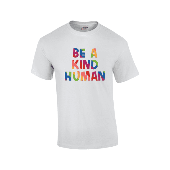 Be A Kind Human Positive Vibes LGBTQ Rainbow Love Is Love Support Short Sleeve Unisex Graphic T-Shirt-White-small