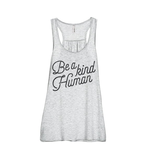 Be A Kind Human Women's Fashion Sleeveless Flowy Racerback Workout Yoga Tank Top Sport Grey Large