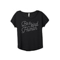 thumbnail image 1 of Be A Kind Human Women's Fashion Slouchy Dolman T-Shirt Tee Heather Black Medium, 1 of 3