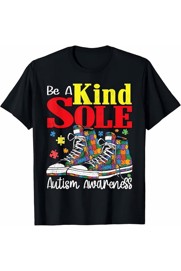 Be A Kind Sole T-Shirt Puzzle Sneaker Design For Autism Awareness