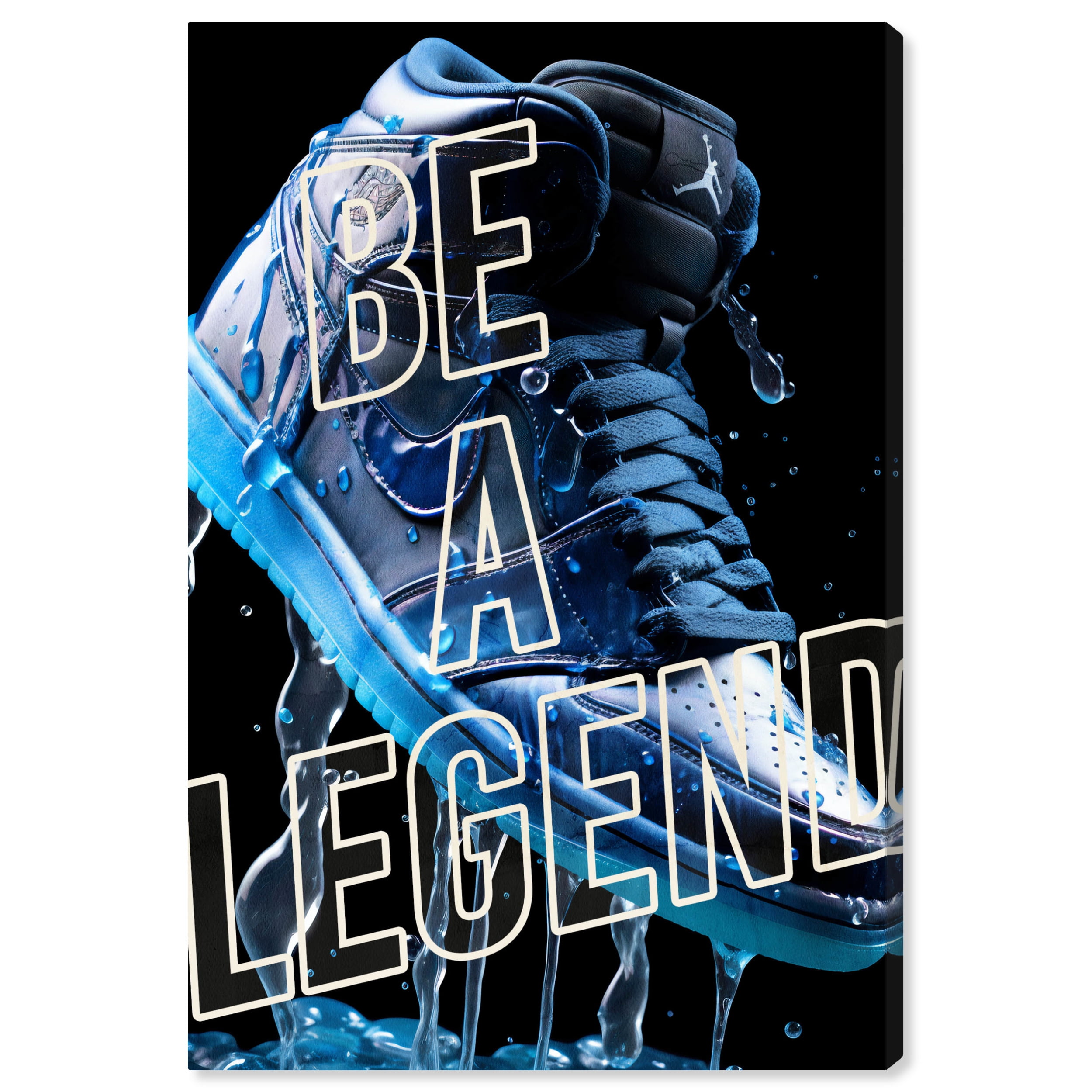 Be A Legend Blue and Black Canvas Wall Art, 36" x 54"