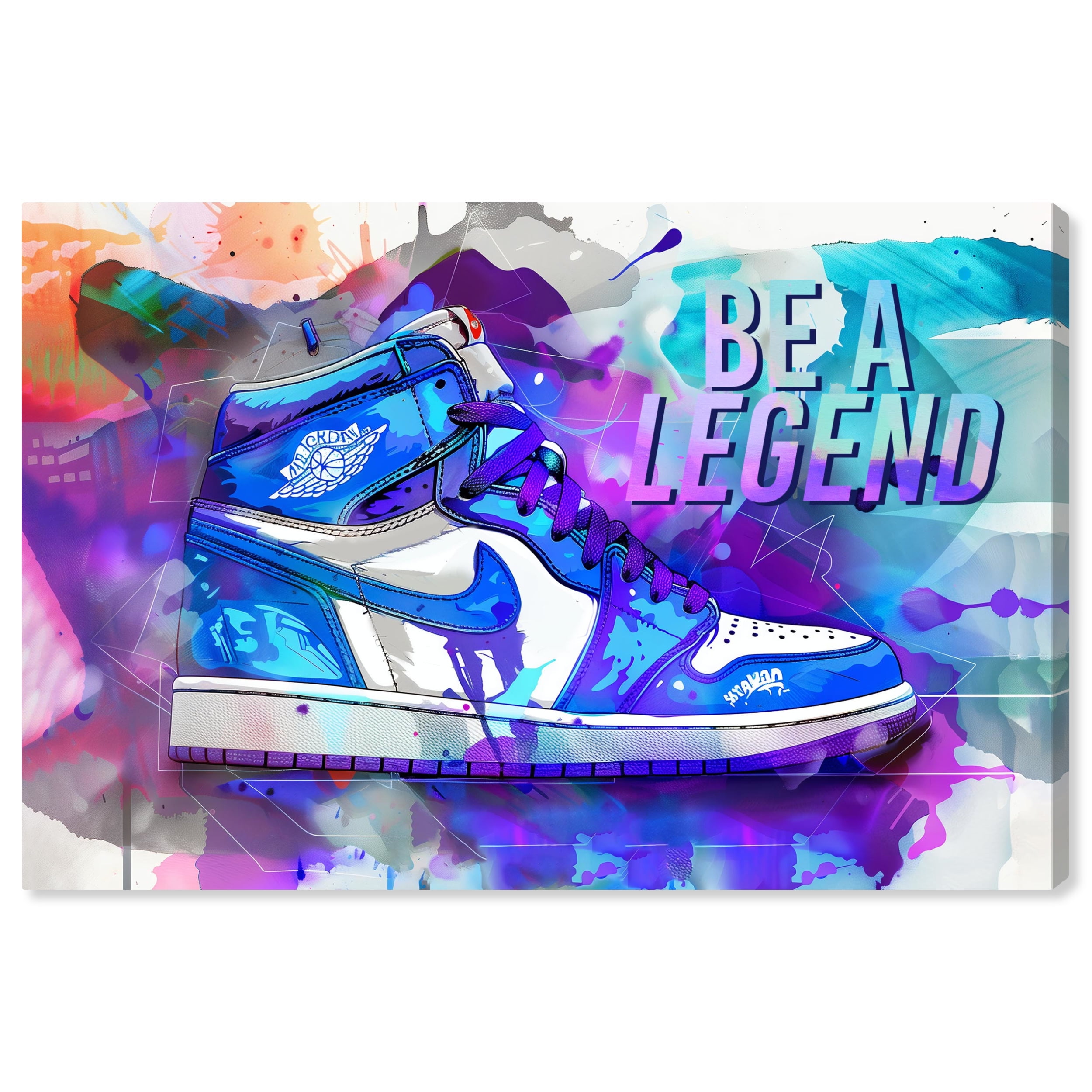 Be A Legend Blue and Purple Abstract Canvas Wall Art