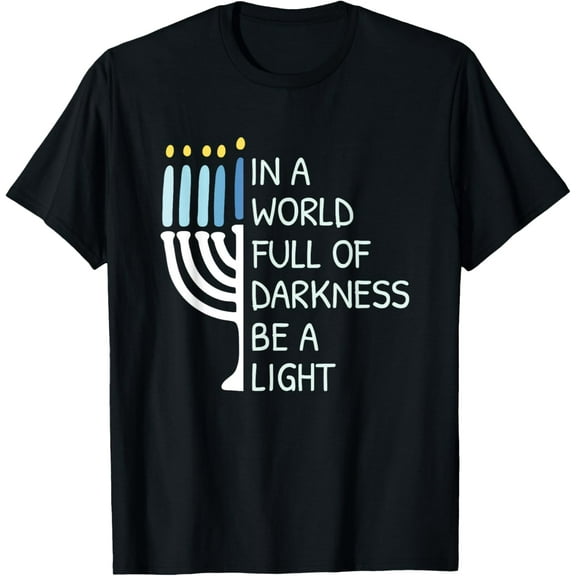 Be A Light Happy Hanukkah T-ShirtMen and women, Black T-shirt, size: Extra large