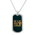 thumbnail image 1 of Be A Nice Human with Heart Military Dog Tag Pendant Necklace with Chain, 1 of 4