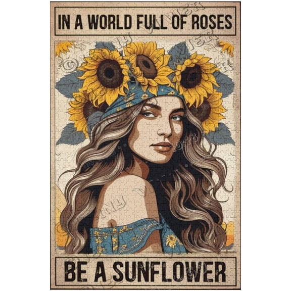 Be A Sunflower 500 Piece Jigsaw Puzzle for Adults, Positive Floral Message & Calm Home Art Gift