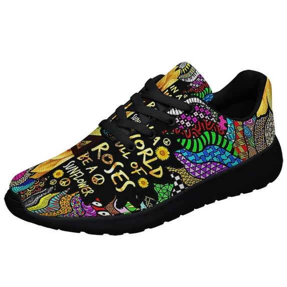 Be A Sunflower Hippie Shoes Sneakers for Women Men Black Size 7.5