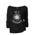 thumbnail image 1 of Be A Sunflower Women's Fashion Slouchy 3/4 Sleeves Raglan Lightweight Sweatshirt Black Large, 1 of 3