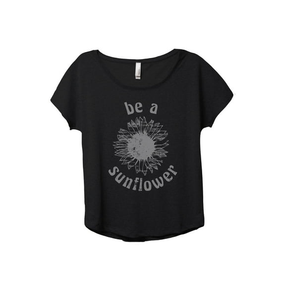 Be A Sunflower Women's Fashion Slouchy Dolman T-Shirt Tee Heather Black 2X-Large
