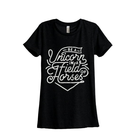 Be A Unicorn In A Field Of Horses Women's Fashion Relaxed T-Shirt Tee Heather Black Large