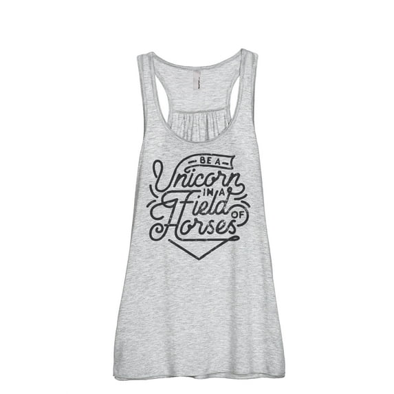 Be A Unicorn In A Field Of Horses Women's Fashion Sleeveless Flowy Racerback Tank Top Sport Grey 2X-