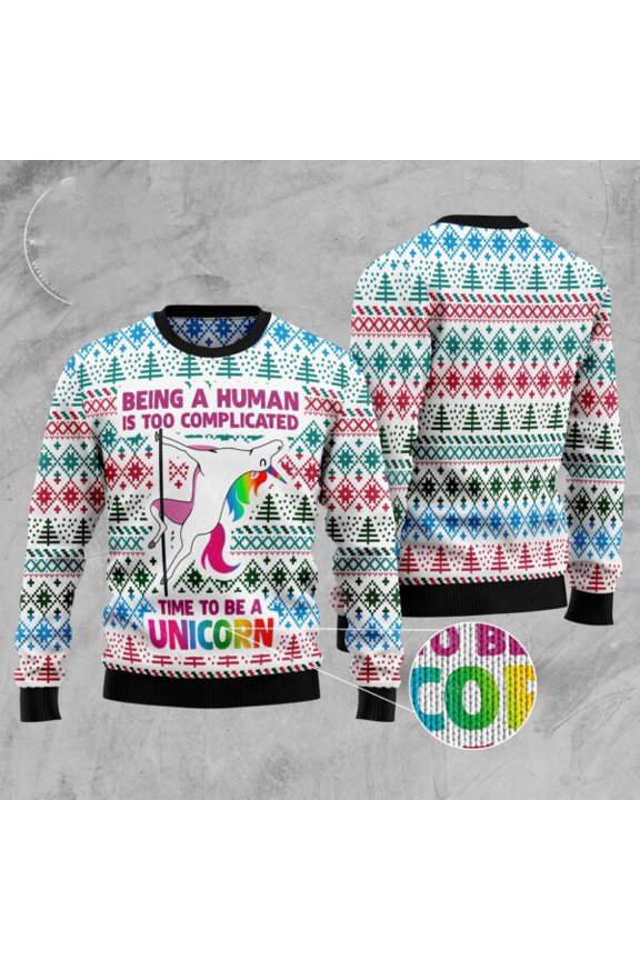 Be A Unicorn Ugly Christmas Sweater, Christmas Sweater, Ugly Sweater, Funny Xmas Sweaters