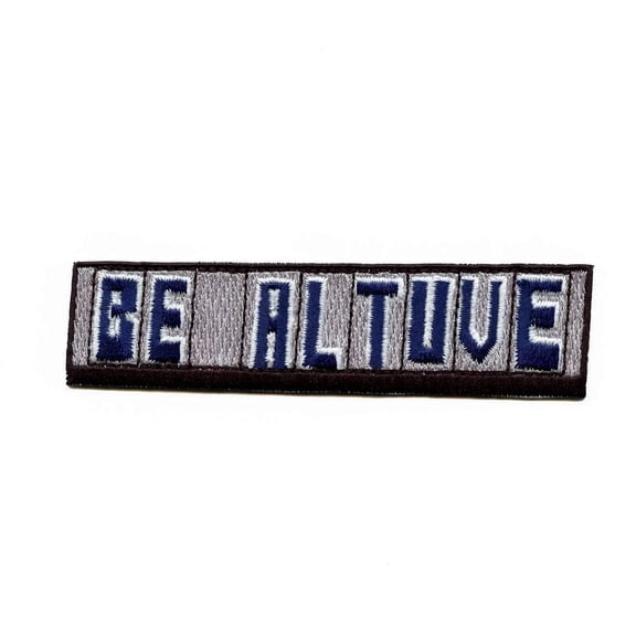 Be Altuve Houston Baseball Parody Blue/Grey Box Logo Iron On Patch