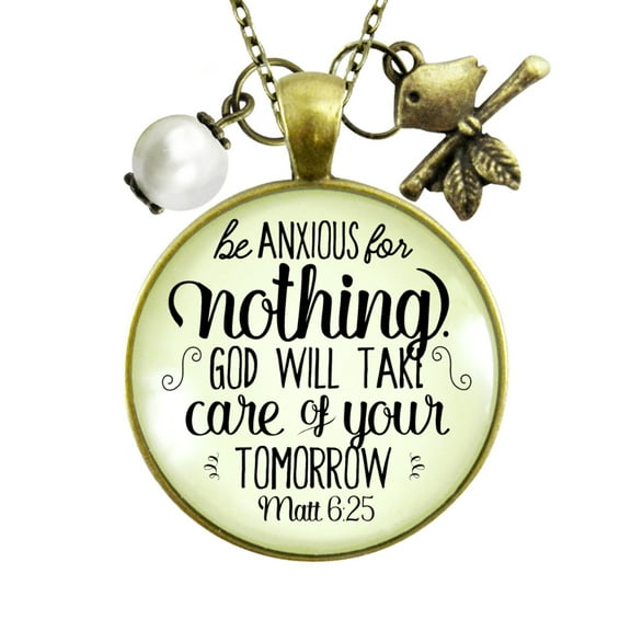 Be Anxious Nothing Gutsy Goodness Bronze Necklace Female Adult Metal Faith Jewelry