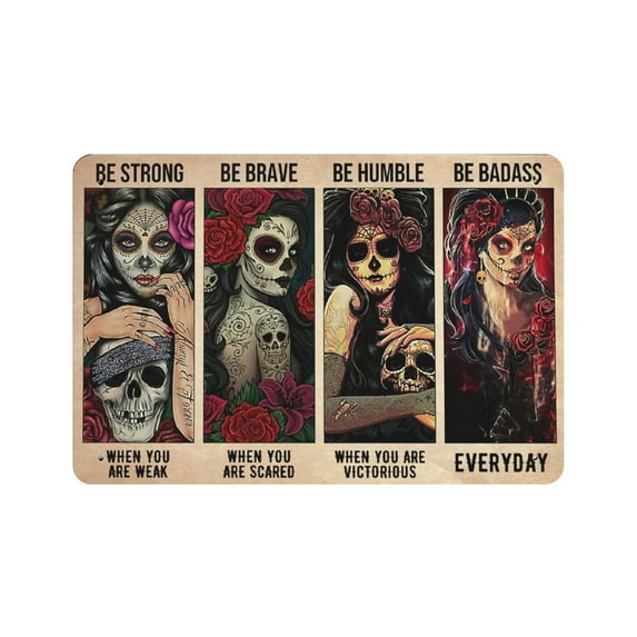 Be Badass tin sign, Sugar Skull Girl tin sign, Day Of The Dead Girl Art, Tattoo Girls And Skull Art,Retro style ,wall art ,decorative farm, country cottage, metal tin sign 12x16 inches
