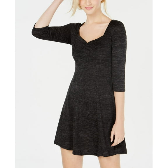 Be Bop Juniors Floral Sweetheart A Line Dress Charcoal XS