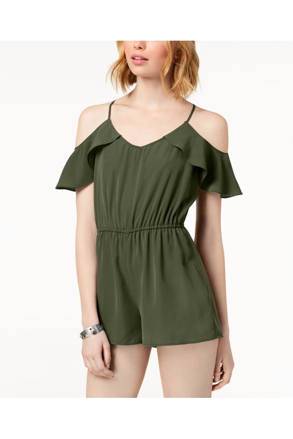 Be Bop Juniors Flutter Sleeved Cold Shoulder Romper Green S