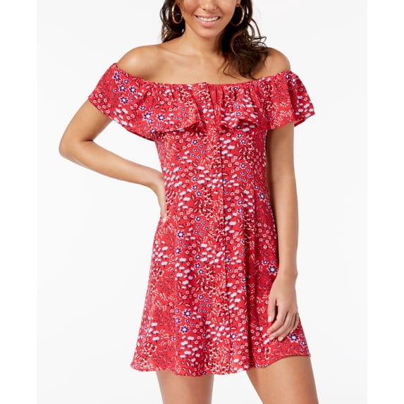 Be Bop Juniors Off The Shoulder A Line Dress Red S