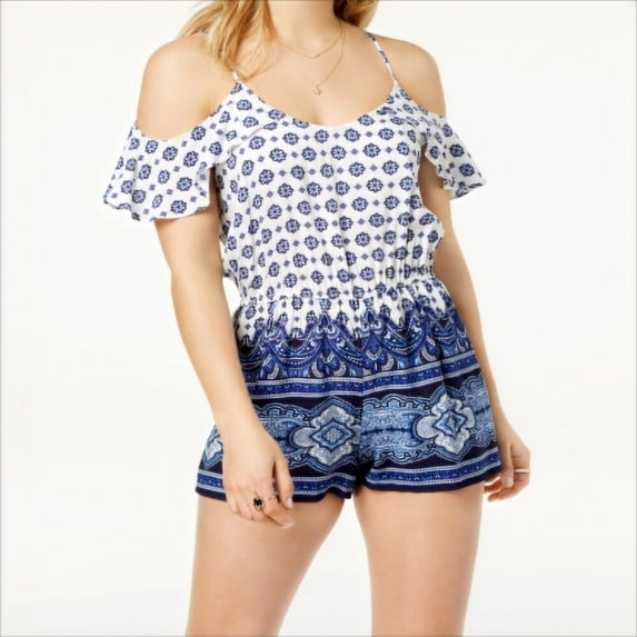 Be Bop Juniors Printed Cold Shoulder Romper