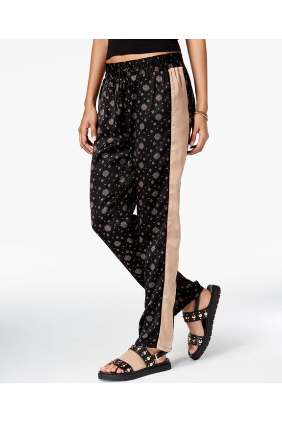 Be Bop Juniors Printed Drawstring Pants Black Gold XL