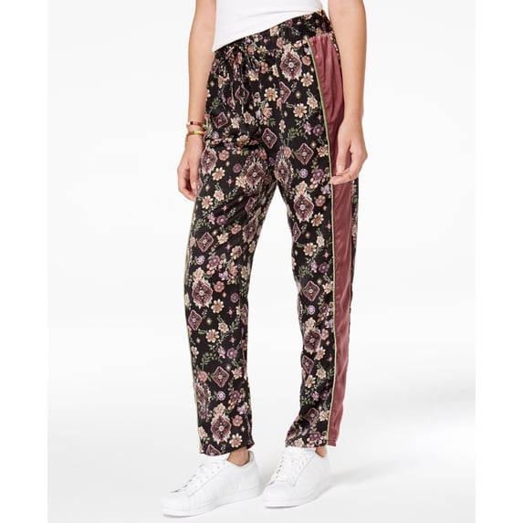 Be Bop Juniors Printed Drawstring Pants Black Plum XS