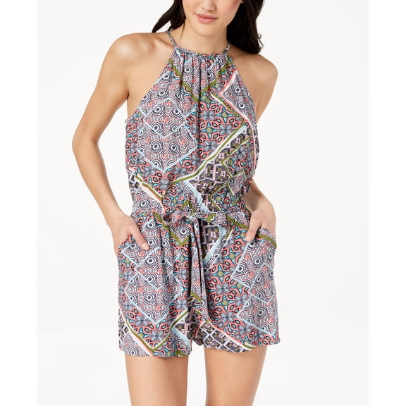 Be Bop Juniors Printed Drawstring Romper Coral Multi XS