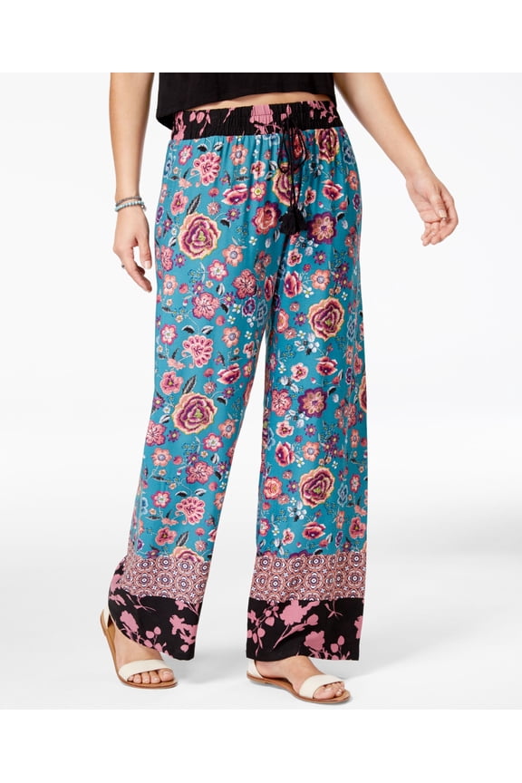 Be Bop Juniors Printed Soft Pants Embriodered Rose Tealmulti L