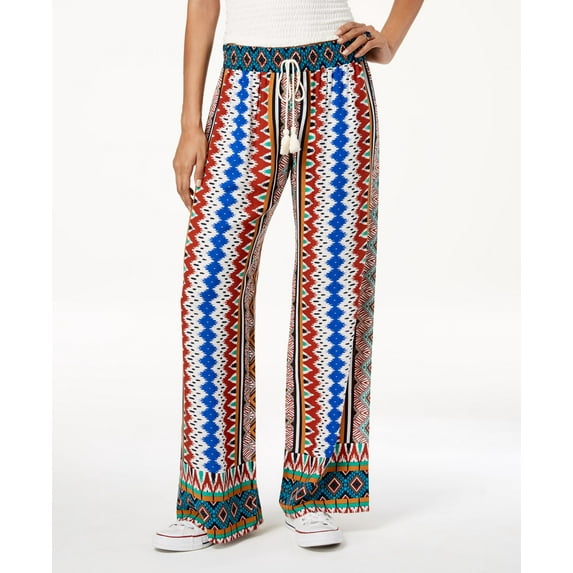 Be Bop Juniors Printed Wide Leg Pants Ivory Rust XL