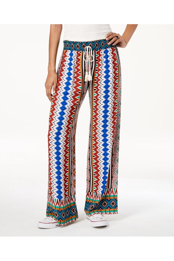 Be Bop Juniors Printed Wide Leg Pants Ivory Rust XL
