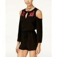 thumbnail image 1 of Be Bop Juniors Rose Applique Cold Shoulder Romper Black M, 1 of 1