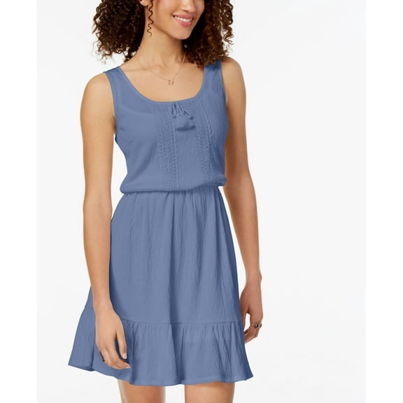 Be Bop Juniors Ruffled Hem Peasant Dress Chambray XL