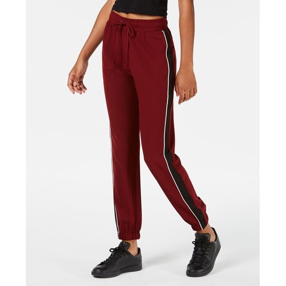 Be Bop Juniors Striped Jogger Track Pants Burgundy M