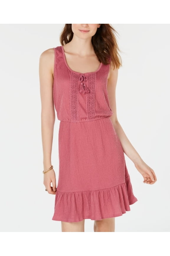 Be Bop Womens Ruffled Hem Peasant Dress