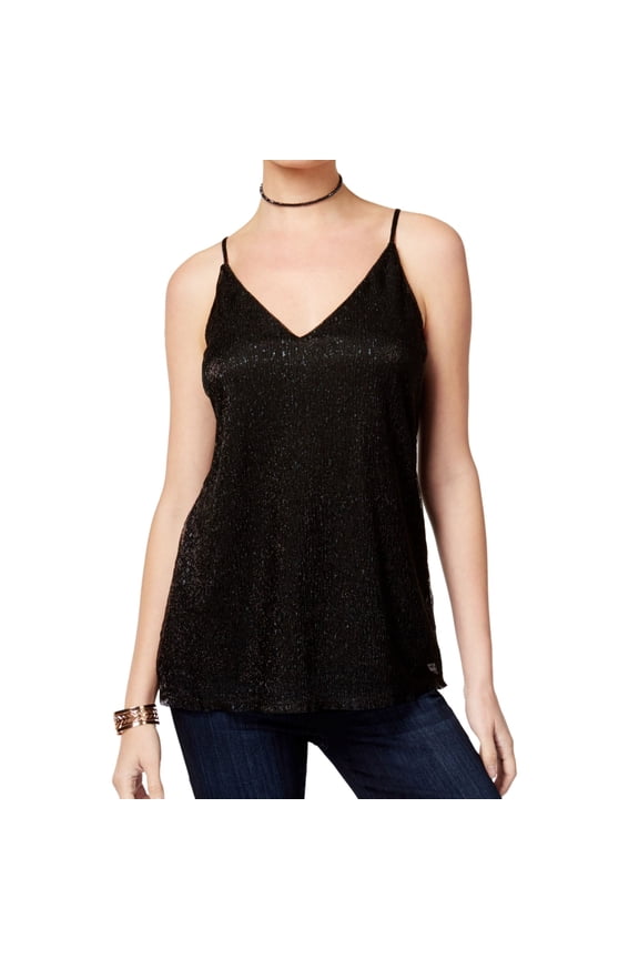 Be Bop Womens Shine Cami Tank Top, Black, Juniors, Small