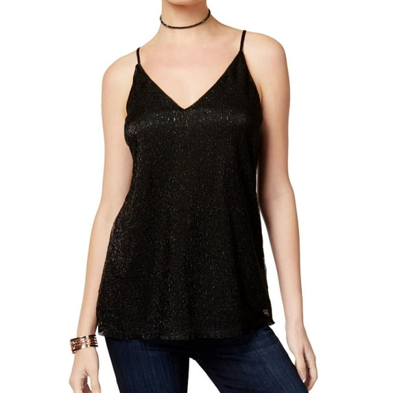 Be Bop Womens Shine Cami Tank Top, Black, Juniors, X-Large