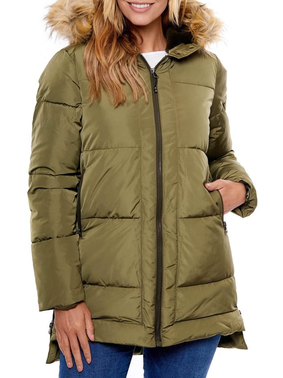 Women's Faux Fur Lined Hooded Parka Coat