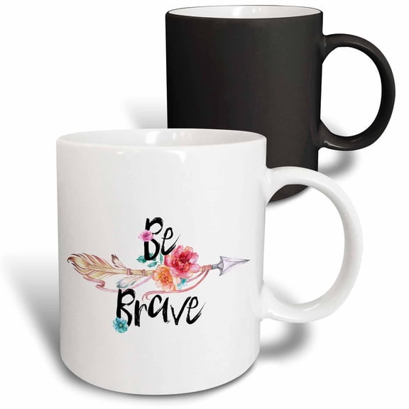 3drose, Be Brave Floral Arrow, 11oz Magic Transforming Mug