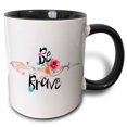 thumbnail image 1 of 3drose, Be Brave Floral Arrow, 15oz Two-tone Black Mug, 1 of 6