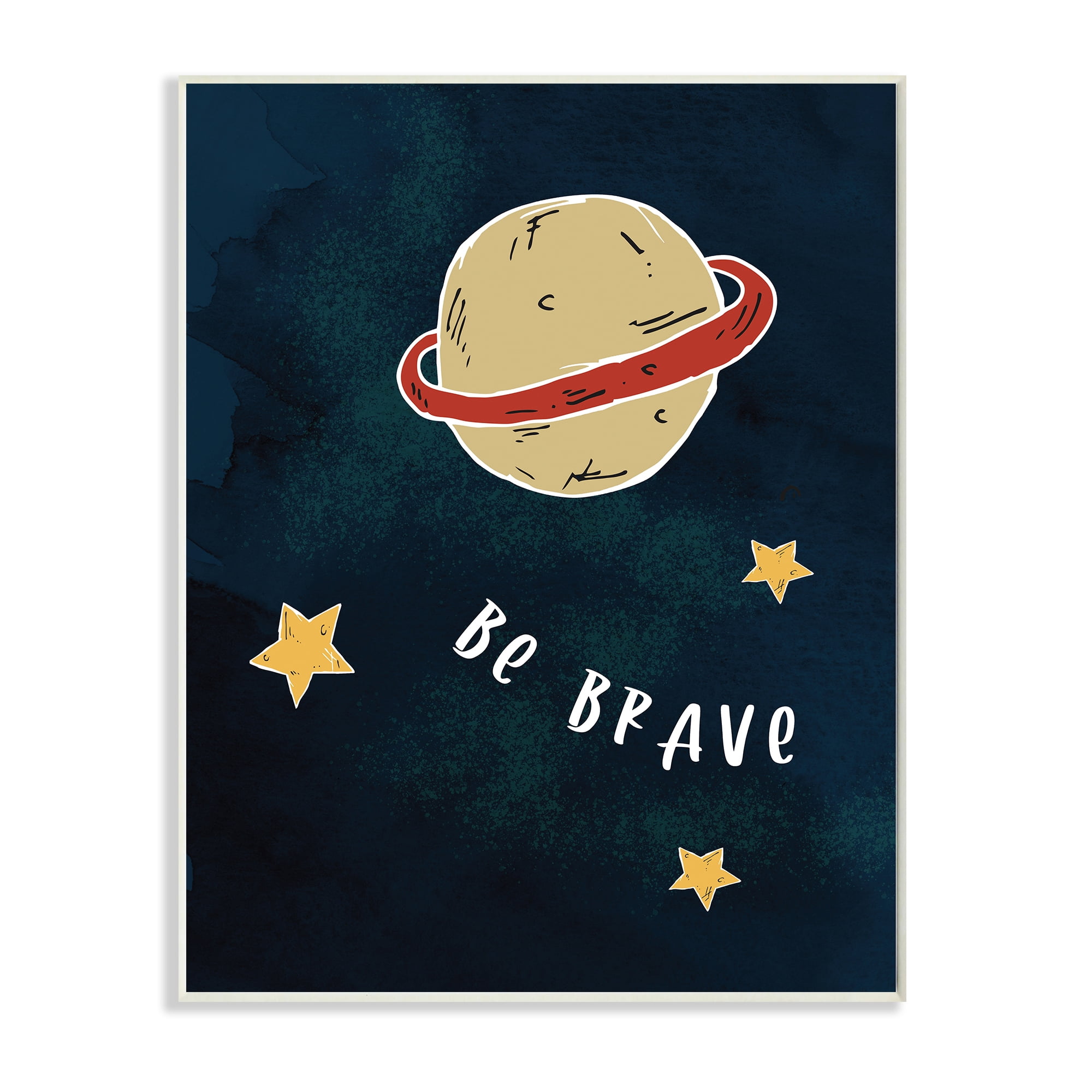 Stupell Industries Be Brave Motivational Phrase Planet and Stars,10 x 15,Designed by Daphne Polselli
