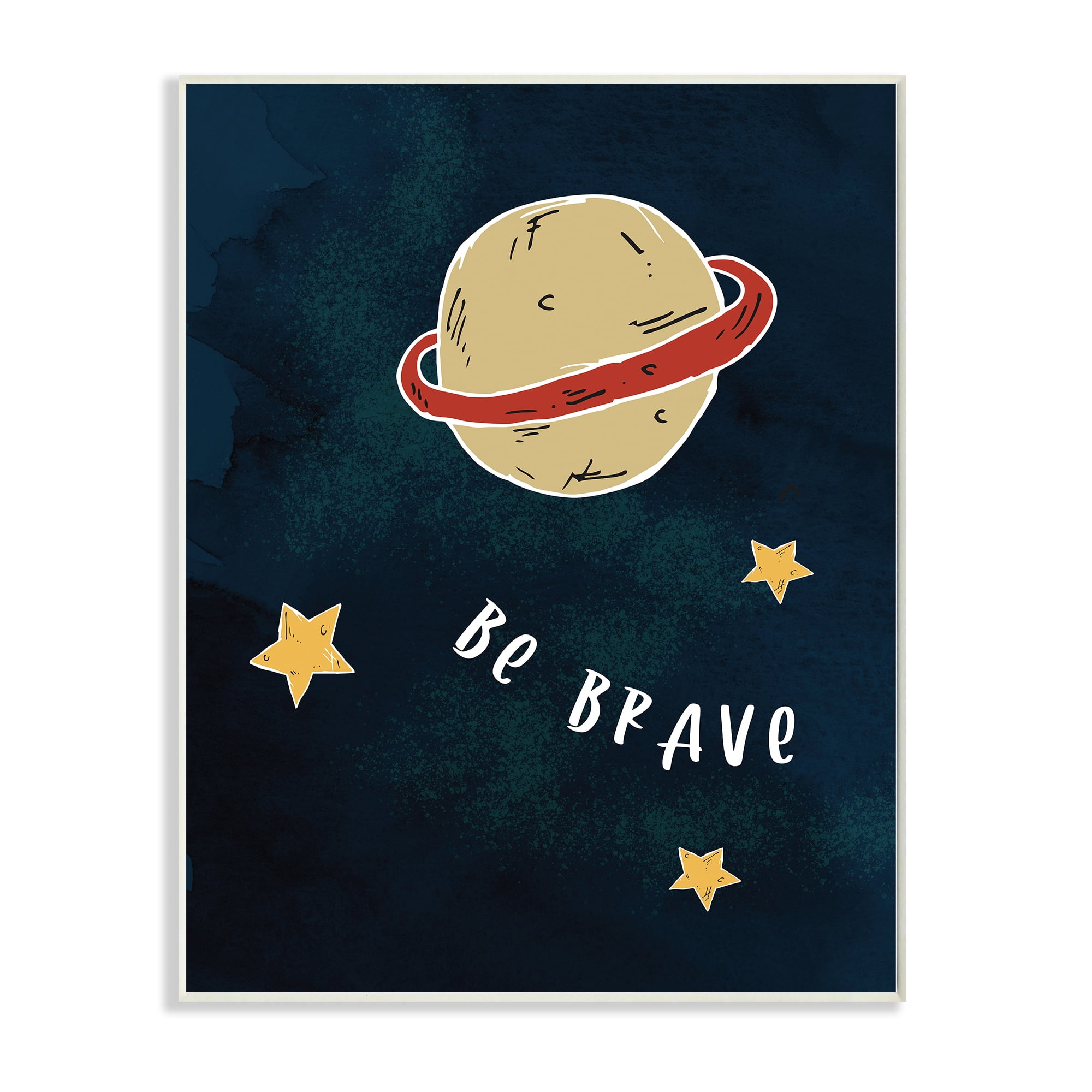 Stupell Industries Be Brave Motivational Phrase Planet and Stars,13 x 19,Designed by Daphne Polselli