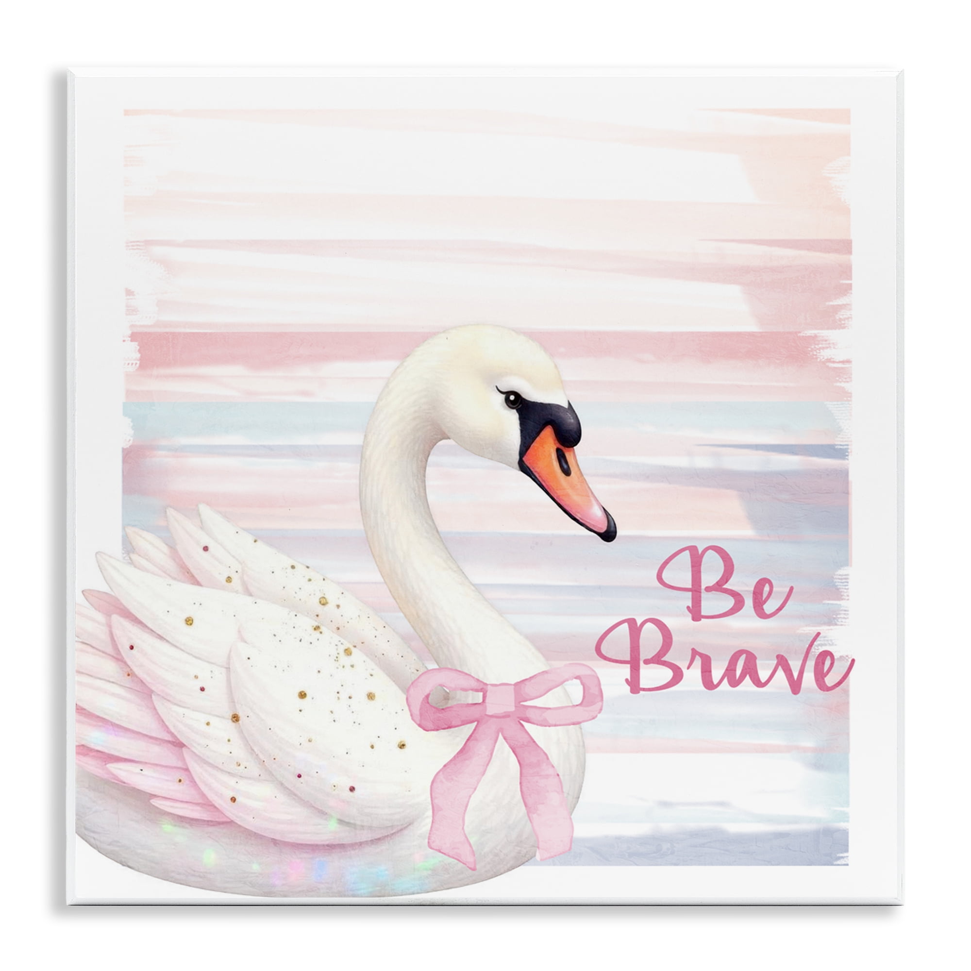 Be Brave Pastel Swan Wall Plaque Art, design by Kim Allen