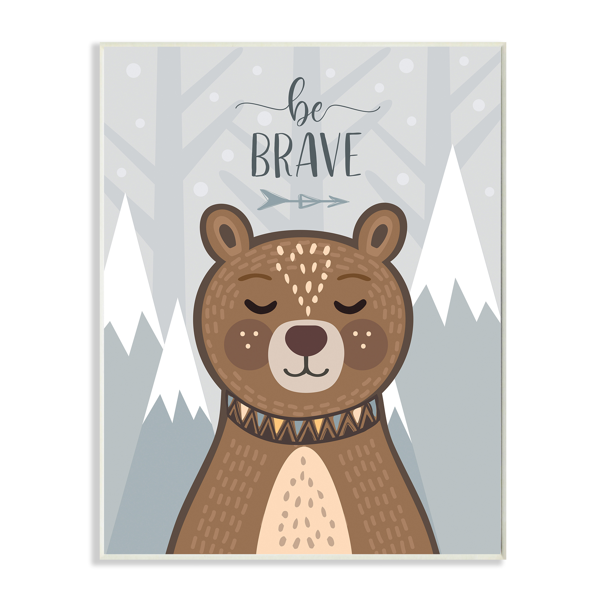 Stupell Industries Be Brave Sentiment Soothing Mountain Bear,13 x 19,Designed by AE Design