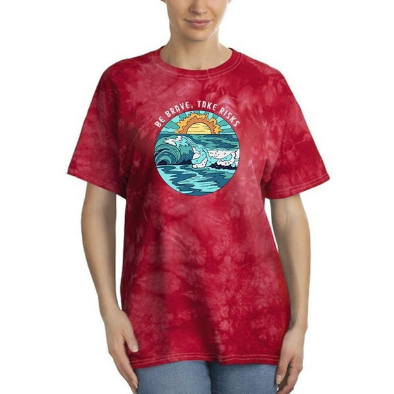 Be Brave,Take Risks W Waves Tie Dye Crystal Women -Image by Shutterstock, Female Small