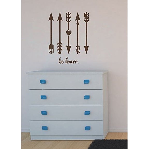 Be Brave with Arrows Wall Decals Stickers Vinyl Letters Art Motivational Home Décor Chocolate Brown